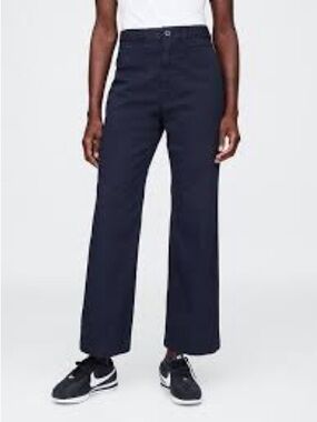 NWT Gap High Rise Stride Wide-Leg Ankle Khakis, Navy, Sz 12